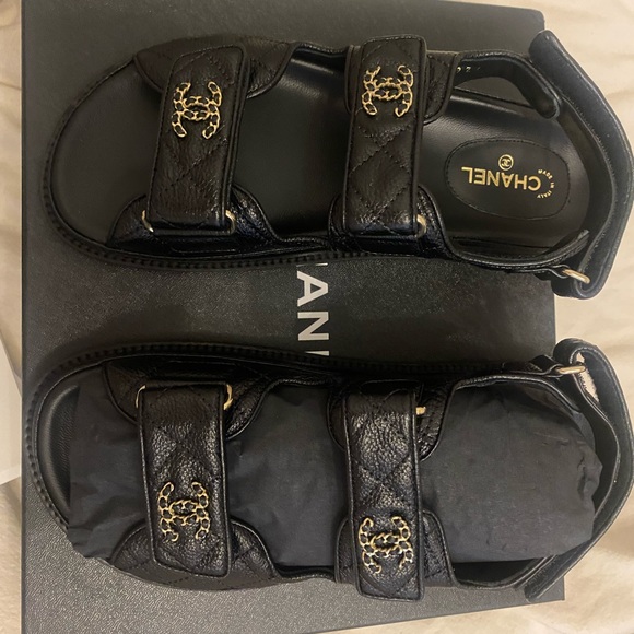 Authentic Chanel Dad Sandals 36.5 BRAND NEW - Picture 1 of 3